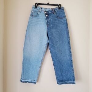 MONSE Women Jeans Sz 6 Two Toned Asymmetrical Button-Fly High-Rise Straight Leg